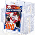 SAMYUCHO 100ct Magnetic Card Holder, 35PT Slim One Touch Card Holders - size: 100 Pack