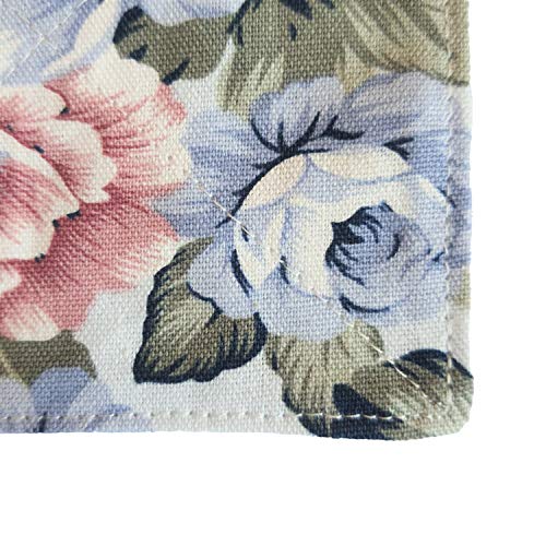 CUSHYSTORE 2 Layers Coasters Saucers Canvas Floral Botanical Fabric 4", 6 Pack - Blue Rose Garden - color: Blue Rose Garden