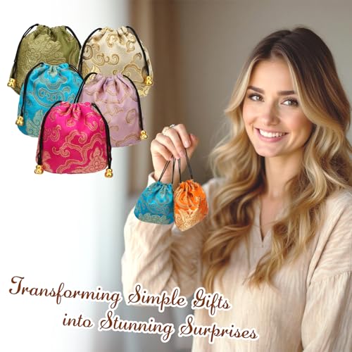 kilofly 30 pc Chinese Silk Brocade Drawstring Jewelry Bag Gift Pouch Value Set - color: set30