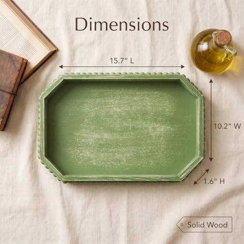 Hrastany Sage Green Wood Decorative Tray, Coffee Table Tray for Ottoman - color: Burnt-z8, size: 15.7" x 10.2" x 1.6"
