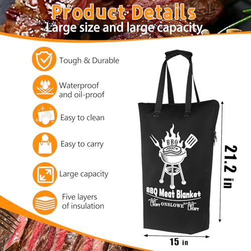 BBQ Blanket for Resting Meat - Meat Resting Bag of Washable Oxford Cloth - Insulated Brisket Resting Blanket for Turkey, Pork Shoulder & Beef - Gifts for Men, BBQ Lovers Gift (Black New, 21 in) - color: Black New, size: 21 in