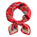 ANDANTINO 100% Mulberry Silk Scarf -21” Square Neckerchief with Gift Packed - color: Chains-gold&red