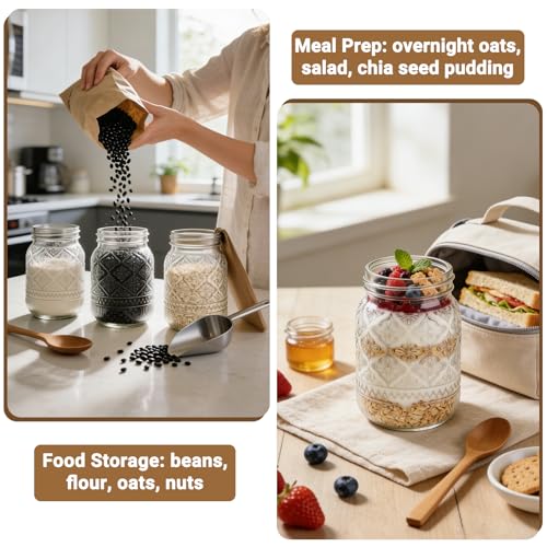 16oz Embossed Mason Jars 15-Pack with Airtight Lids and Bands - color: Clear03-16oz