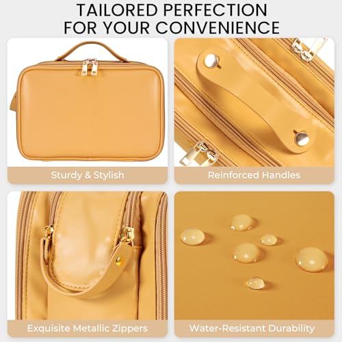HauteHues Travel Makeup Bag Women's Large Capacity Cosmetic Organize Orange - color: Orange