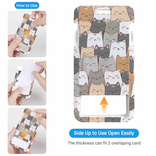 Cute Cartoon CatsBadge Holder with Retractable Badge Reel Carabiner Clip Cat Face Card Case for Women Nurse Teacher Student - color: Cute Cartoon Cats