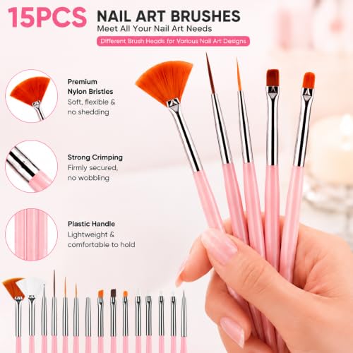 31Pcs Nail Art Brush Set with Dotting Tools, Liner Brushes & Silicone Pens - size: Style A
