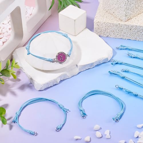 20Pcs Adjustable Braided Cord Bracelets Waxed Polyester Cord Bracelet Making Set Friendship String Bracelets for DIY Women Jewelry Making Supplies (Cyan) - color: Cyan, size: 235mm