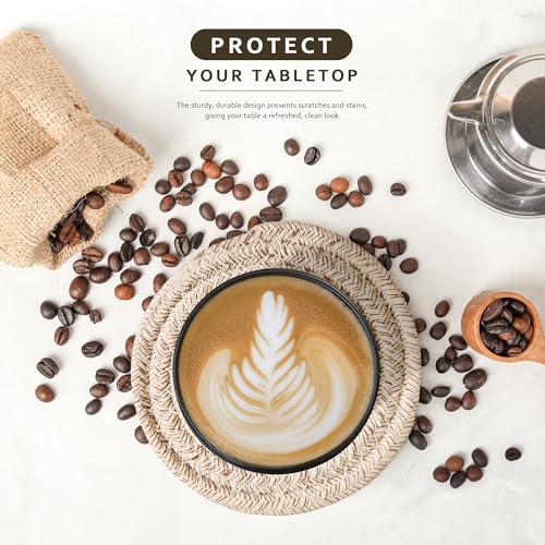 Lazebox Coasters Set of 8 for Drinks, 4 Inch Large Coasters for Coffee Table, Tabletop Protection for Hot & Cold Drinks, Versatile Coasters for Home Decor, Non-Slip & Easy to Clean, Mixed Brown - color: Mixed Brown