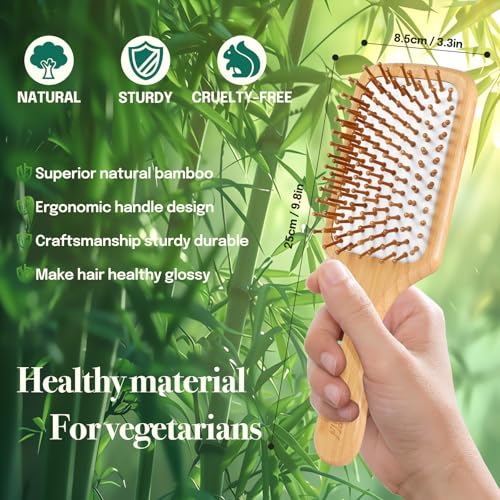 Sofmild Hair Brush Set with Bamboo Detangling Brush and Boar Bristle Brush - color: Black White