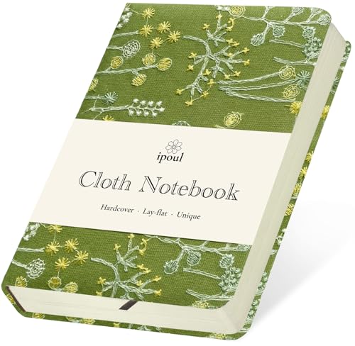 Pocket Notebook, A6 Journal, Small Embroidered Journal, Cute Fabric Notebook, Lay Flat Hardcover Journal, 4x6 Lined Notebook & Sketchbook, Personal Writing Journal for Women, Green Dandelion - color: A6-Dandelion Green