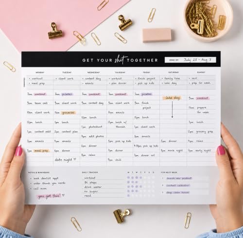 Get Your Stuff Together Weekly Work Planner - 8.5 x 11 Inch Undated Daily Planner with 52 Tear-Off Pages, Weekly To Do List Notepad for Effective Task Management, US Owned Busines - size: 8.5" x 11", style: Get Your S**T Together