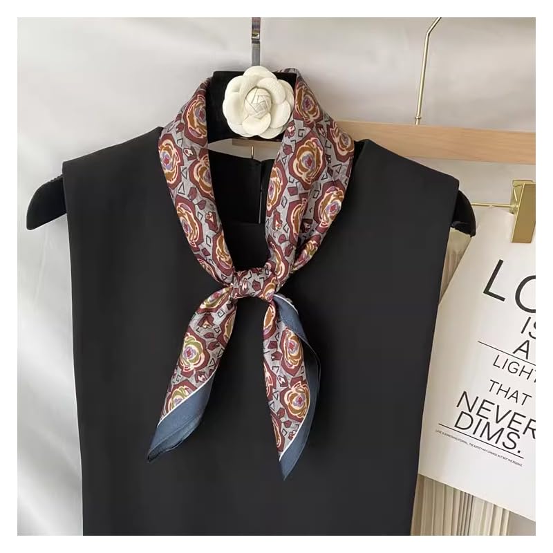 100% Mulberry Silk Scarf - 25.6" Square Neckerchief & Headscarf Gift Packed - color: Bronze-2