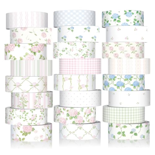 Gueevin 24 Rolls Floral Washi Tapes Set Scrapbook Supplies, Flowers - style: Flowers