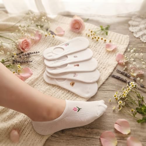 Women's Low Cut Cotton Ankle Socks, 5 Pairs Thin Breathable Casual Athletic Socks