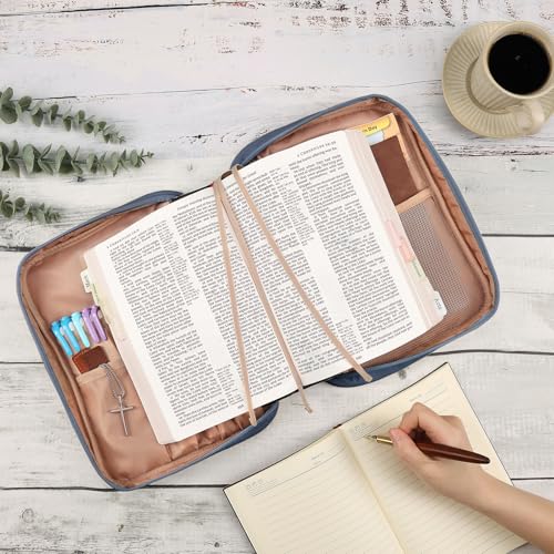 FINDCOZY Bible Cover for Women, Medium Carrying Case for Regular Bible - color: Blue, size: Medium
