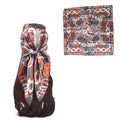 35 Inches Silk Head Scarf-Satin Hair Scarves Silk Bandana Scarf Headscarf for Women's Fashion Scarves - color: Cashews With Buddha-white