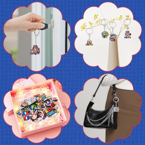 Cute Keychains Bulk, Keychain Charms Key Chain Trinkets Backpack Charms Accessories Keyring for Classroom Prizes - color: Dominican Republic-20p