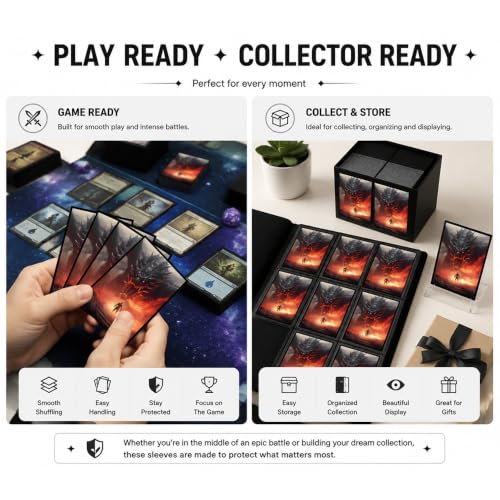 100 PCS TCG/MTG Card Sleeves, Matte Back Anti-Slip & Easy Shuffling Applicable to OCG CCG DTCG PTCG, 2.6 x 3.6 in Standard Size Cards (Dragon Roar) - color: Dragon Roar