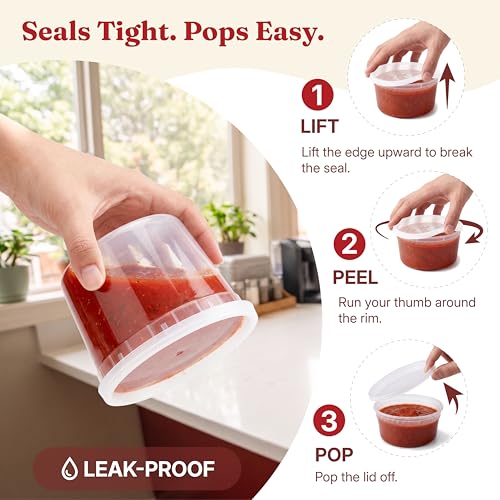 16oz Deli Containers with Lids (48 Sets) Plastic Pint Containers With Lids, BPA Free Microwave Safe Leakproof Stackable Freezer Containers With Lids for Overnight Oat, Food Storage - size: 16 oz - 48 Sets