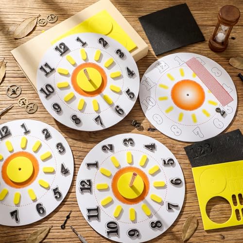 Ireer 24 Pcs DIY Sundial Craft Kit Educational Learning Teaches Time Solar Shadow Concepts Easy to Assemble for Home School Classroom Group Science Activity