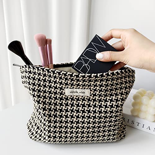 STARDW Travel Makeup Bag Organizer, Cosmetic Pouch for Women, Puppytooth - color: Checkered