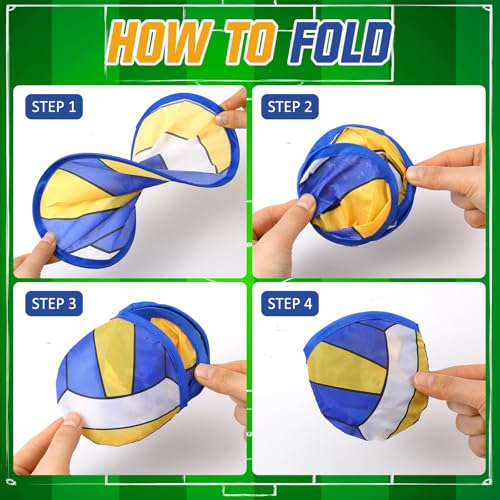 Gejoy 24 Pcs Basketball Football Fly Disc Foldable Fan Sports Theme 8 Style - color: Ball Patterns