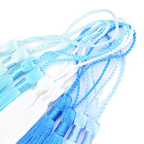 100Pcs 5 Inch Silky Bookmark Tassels for Jewelry, Souvenir(Mixed Blue) - color: Mixed Blue