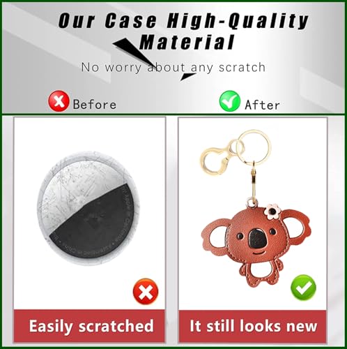 BORKUANA PU Leather Keychain holder Protective Case Compatible with AirTag - color: Koala Brown