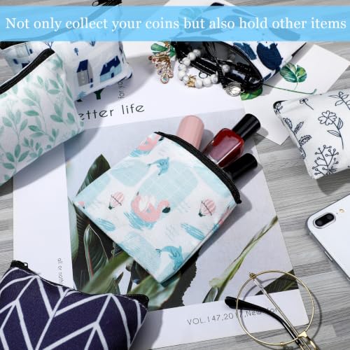 Silkfly 18 Pcs Small Canvas Coin Purse with Zipper, Change Purse for Girls