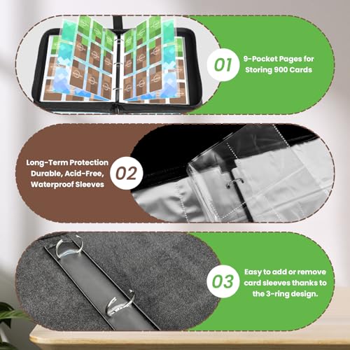 9 Pocket Trading Card Binder, 900 Card Capacity, Green - size: Large