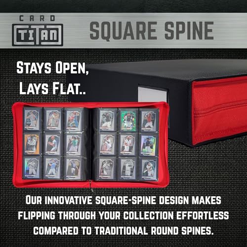 Card Titan Toploader Binder - 9-Pocket Trading Card Binder with Rigid Slipcase - Fits 252 Standard Top Loaders - Heavy-Duty Square Spine Case for Toploaders - Side-Loading Pages - Red - color: Red - 9 Pocket