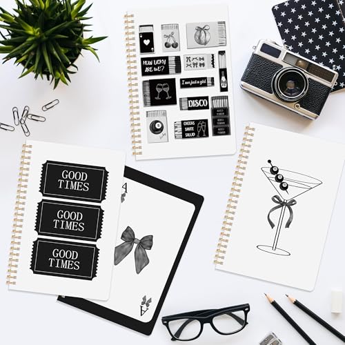CNhoqc Black Spiral Journal Notebook, 4 Pcs A5 Black Watercolor Coquette - color: 4-Pcs Black Bow-B