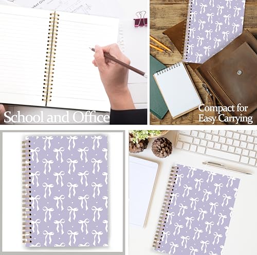 GDJIEGBC Purple Girly Coquette Bow Notebook 5.5x8.3in - color: Color-A