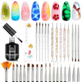 Beetles Nail Art Brushes 31pcs Blooming Gel Nail Polish Clear UV LED Kit - color: B-Multicolor-31