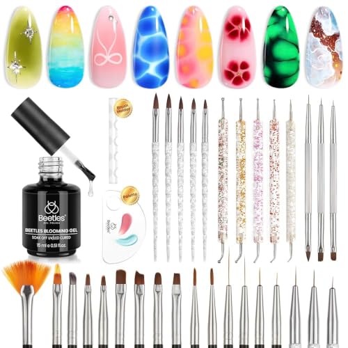 Beetles Nail Art Brushes 31pcs Blooming Gel Nail Polish Clear UV LED Kit - color: B-Multicolor-31