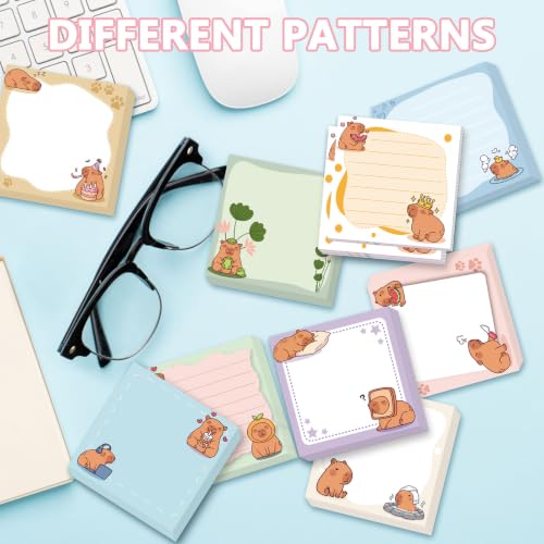 9 Pcs Cute Capybara Sticky Notes, Funny Capybara Self-Adhesive Notes for Women Man, Colorful Positive Sticky NotePads for Teacher Students Office Worker Animal Lovers Gift - color: Dumpster Fire C