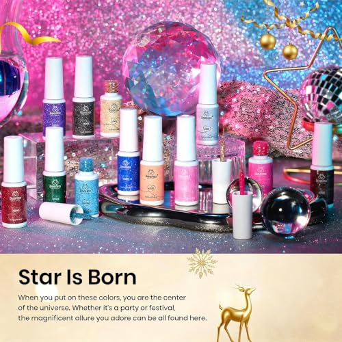 Beetles Nail Art Gel Liner Polish 12 Colors Reflective Glitter - color: B - Multicolor-12