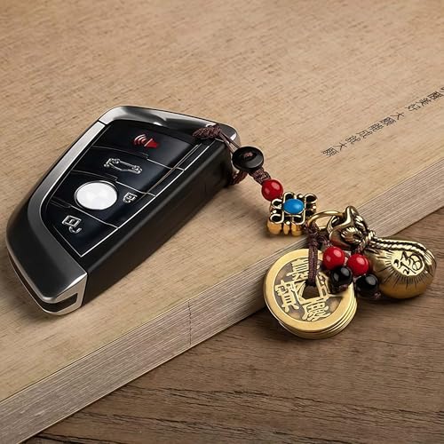Traditional Feng Shui Good Chinese Lucky Charm Brass Keychain - style: Fortune Bag