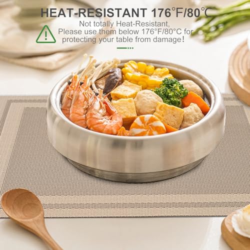 BETEAM Placemats Set of 8, Woven Vinyl Place Mats for Dining Table, Beige - color: Beige, size: 8 Pcs