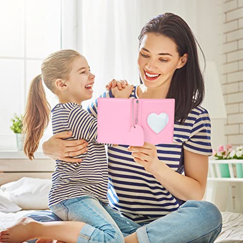 FRIUSATE 3 Inch Kpop Photocard Holder Book Love Heart Pendant Pink - color: Pink