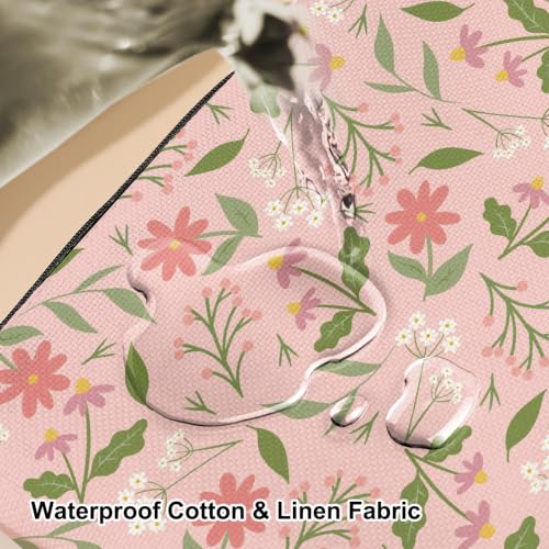 Boho Makeup Bag, Pastel Wildflower Cosmetic Bag Makeup Organizer Pouch - color: PinkFlower