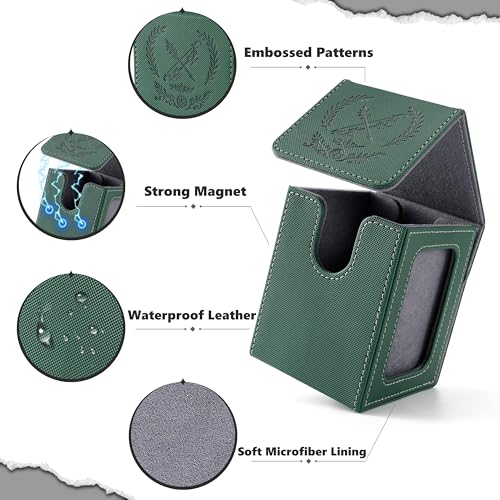 Venssu Elf Themed MTG Deck Box with Commander Display (Green and Grey) - color: Elf