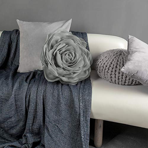 JWH 3D Flower Throw Pillow Covers, Light Gray, 12 Inch - color: Gray, size: 12" x 12" (Pack of 1)