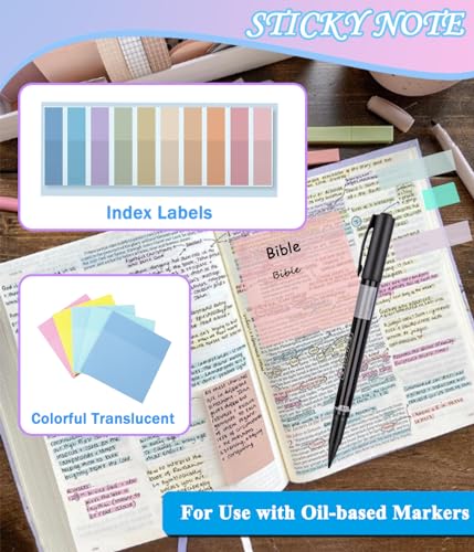Bible Study Supplies Journaling Kit With Tabs, Highlighter, Notebook and Pen Case - Annotation Kit, Study Group Essentials Accessories Set for Women, Students, Beginner Christian Gifts