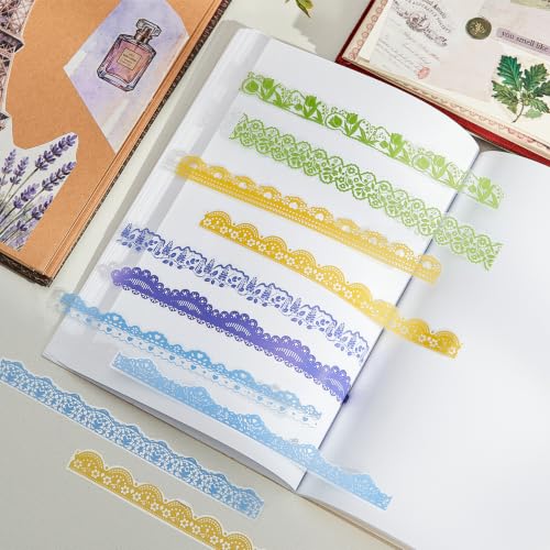200 Pcs Colorful PET Lace Border Stickers for Toploader & Scrapbook - style: Colorful