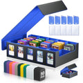 Trading Card Storage Box 5-Row 3900+ Capacity, Black Blue - color: Black Blue, size: 3900+ with Magnetic Lid
