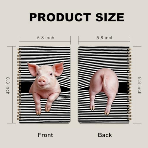 2 Pcs Funny Pig A5 Spiral Notebook, Cute Pig Gifts Journal Notebook - color: Multicolour 0032