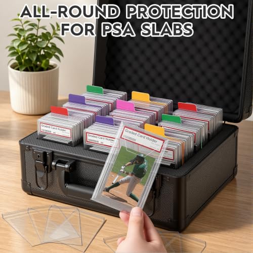 3 Row Graded Card Case Storage Box, Holds 100+ PSA Slab Case for Sport Card - size: 3 Row Holds 100+ Card Slabs