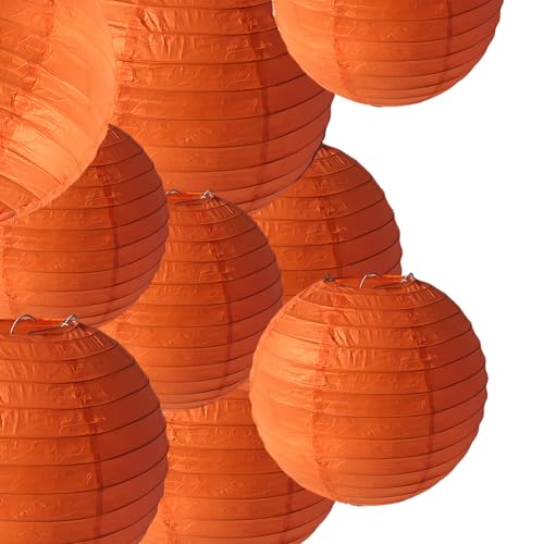 Orange Paper Lanterns Decorative 10pcs Party Hanging Decorations for Halloween Thanksgiving Birthday Baby Shower Graduation Fall Themed Decor Chinese Paper Lanterns DIY Activities - color: Orange