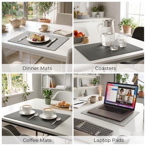 Romanstile Vinyl Placemats Set of 6, Reversible Faux Leather Wipeable Table Mats - color: Grey-light Grey, size: PCS8